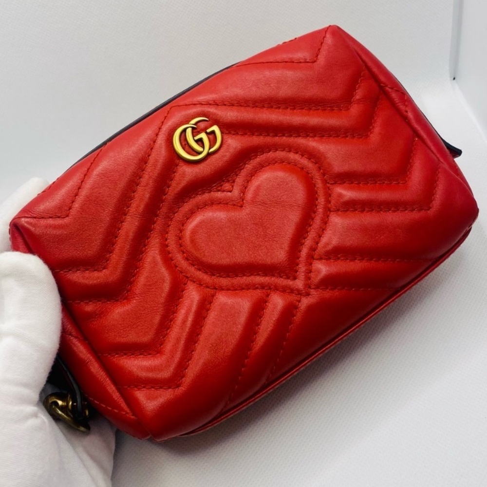 /traded/💯 Gucci Marmont Calfskin Matelasse GG Marmont Case in Hibiscus Red - Picture 14 of 16